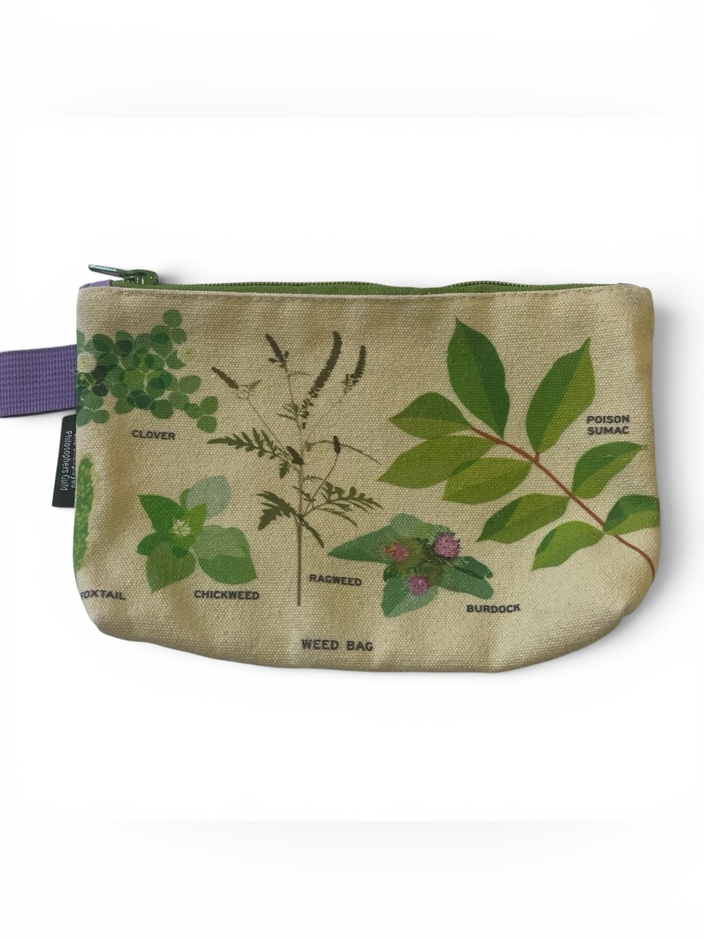 Unemployed Philosophers Guild Canvas Zipper “Weed Bag” in Green and Beige